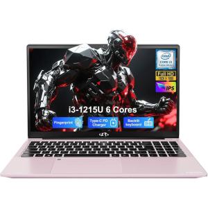 imageNIMO 156 IPS FHD Student Laptop Intel 6Core i31215U Laptop Up to 44GHz Beats R5 7520U with 16GB RAM 1TB SSD 65W TypeC 180 Viewing Backlit KB Fingerprint WiFi 6 for Home amp BusinessRose Gold