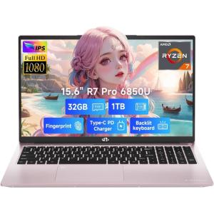 imageNIMO 156 IPS FHDBusinessLaptop 8 Cores AMD Ryzen 7 Pro 6850U 32GB LPDDR5 RAM 1TB SSD Beat i71360P Up to 47GHz Radeon 680M 100W Fast PD for Content Creators amp Student 2Yr WarrantyRose Gold