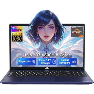 imageNIMO 156 IPS FHDGamingLaptop 8 Cores AMD Ryzen 7 6800H 32GB DDR5 RAM 1TB SSD Beat i912900H Up to 47GHz AMD Radeon 680M GPUComputer with 100W TypeC for Gaming Business Student 180ViewingBlue