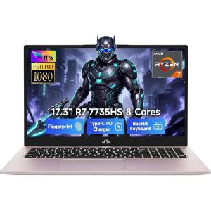 imageNIMO 173 FHD Gaming Laptop  AMD Ryzen 7 7735HS 8Core16Thread Radeon 680M Graphics 32GB DDR5 1TB NVMe SSD Light Gaming amp Esports Ready Backlit Keyboard Fingerprint Unlock 100W PD TypeCRose Gold