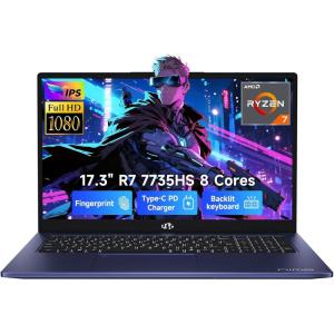 imageNIMO 173 FHD Gaming Laptop  AMD Ryzen 7 7735HS 8Core16Thread Radeon 680M Graphics 32GB DDR5 1TB NVMe SSD Light Gaming amp Esports Ready Backlit Keyboard Fingerprint Unlock 100W PD TypeCBlue