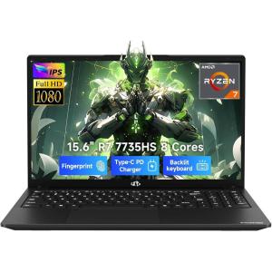 imageNIMO 2026 Laptop 8 Cores AMD R7 7735HS 16GB DDR5 RAM 1TB SSD Up to 475GHz Beat i712650H Gaming Laptop with Radeon 680M GPU 156 IPS FHD 180 Open Angle Webcam HDMI Portable for BusinessBlack