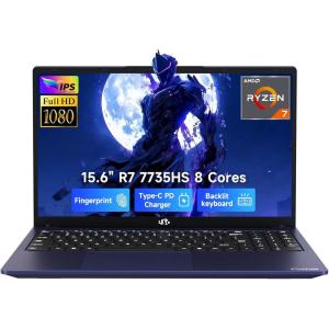 imageNIMO 2026 Laptop 8 Cores AMD R7 7735HS 16GB DDR5 RAM 1TB SSD Up to 475GHz Beat i712650H Gaming Laptop with Radeon 680M GPU 156 IPS FHD 180 Open Angle Webcam HDMI Portable for BusinessBlue
