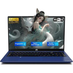 imageNIMO 2026 Student Laptop QuadCore Beats i31115G4 156 FHD IPS Computer with 65W PD Fast Charging Backlit Keyboard Fingerprint WiFi 6 4GB RAM 128GB SSD for College Study and Business HomeBlue