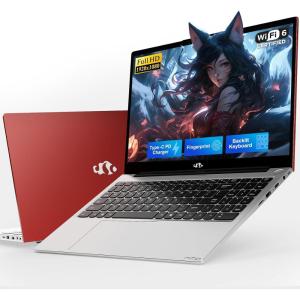 imageNIMO 2026 Student Laptop QuadCore Beats i31115G4 156 FHD IPS Computer with 65W PD Fast Charging Backlit Keyboard Fingerprint WiFi 6 4GB RAM 128GB SSD for College Study and Business HomeRed