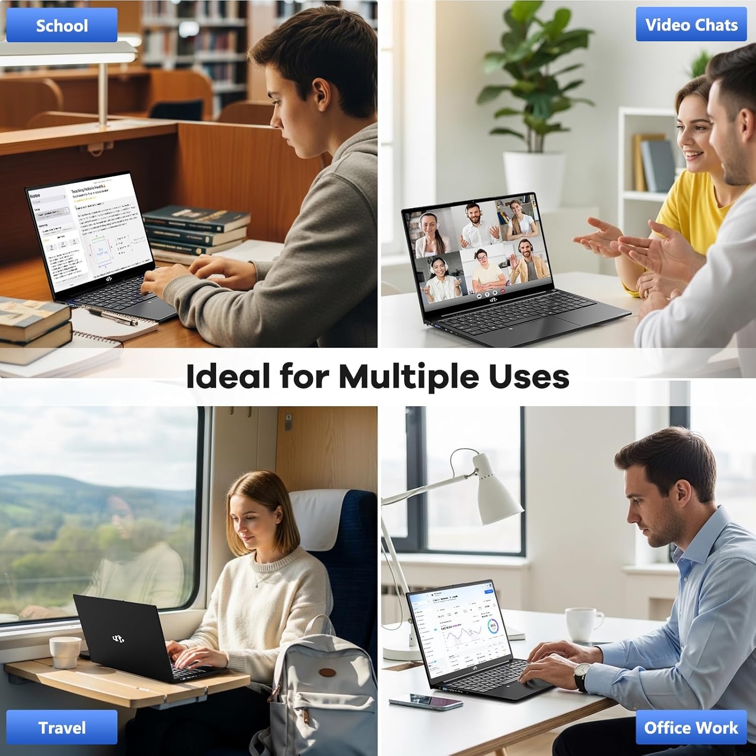 image:imageNIMO 156 FHD lPSBusinessLaptop i512450H 8 Cores 8GB RAM 256GB SSD Beat i711800H Up to 44 GHz Student Computer with 100W TypeC Fingerprint Backlit Keyboard WiFi6 NumpadBlack