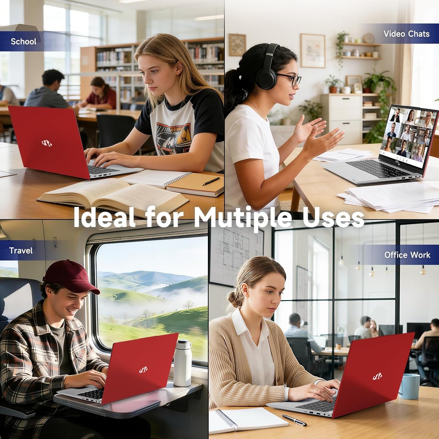 image:imageNIMO 156 Inch FHD Student Laptop 16GB RAM 256GB SSD Intel 4Core Beat i310110U Up to 36GHz 65W TypeC Backlit Keyboard Fingerprint WiFi 6amp Bluetooth 53 for Efficient Business Home OfficeRed