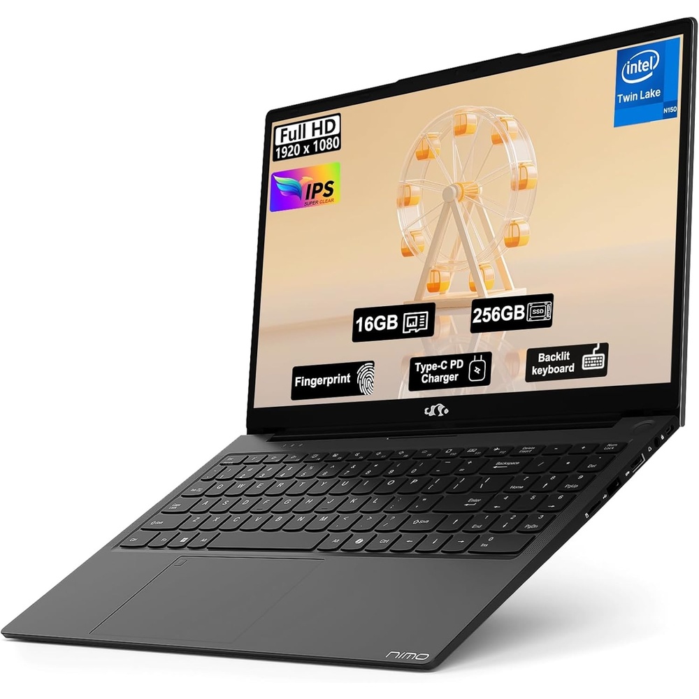 image:imageNIMO 156 Inch FHD Student Laptop 16GB RAM 256GB SSD Intel 4Core Beat i310110U Up to 36GHz 65W TypeC Backlit Keyboard Fingerprint WiFi 6amp Bluetooth 53 for Efficient Business Home Office