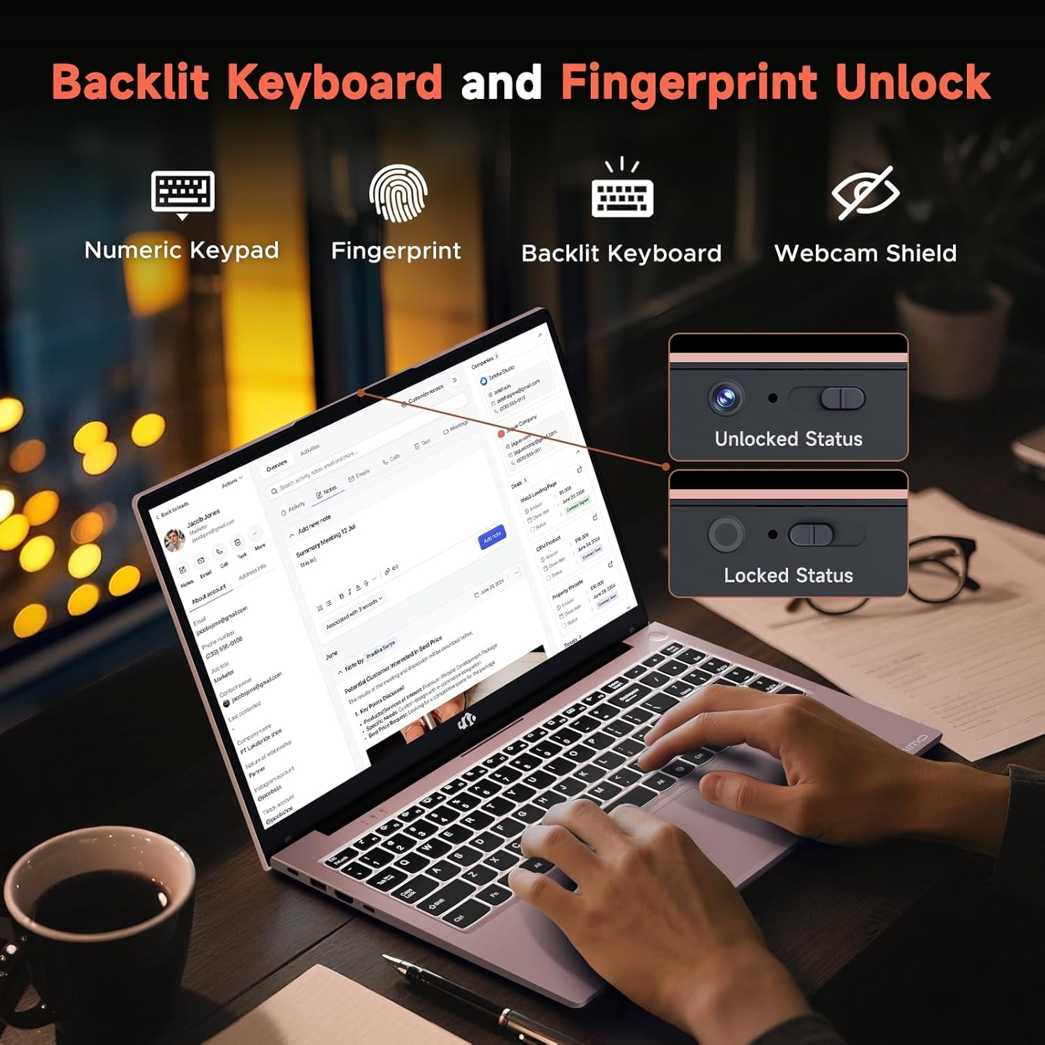 image:imageNIMO LightGamingLaptop 156 FHD Computer with AMD 8Core R7 7735HS 16GB DDR5 RAM 1TB SSD Up to 475GHz Beat i712650H Radeon 680M GPU 100W TypeC 180 View for Business and School 2Y WarrantyRose Gold