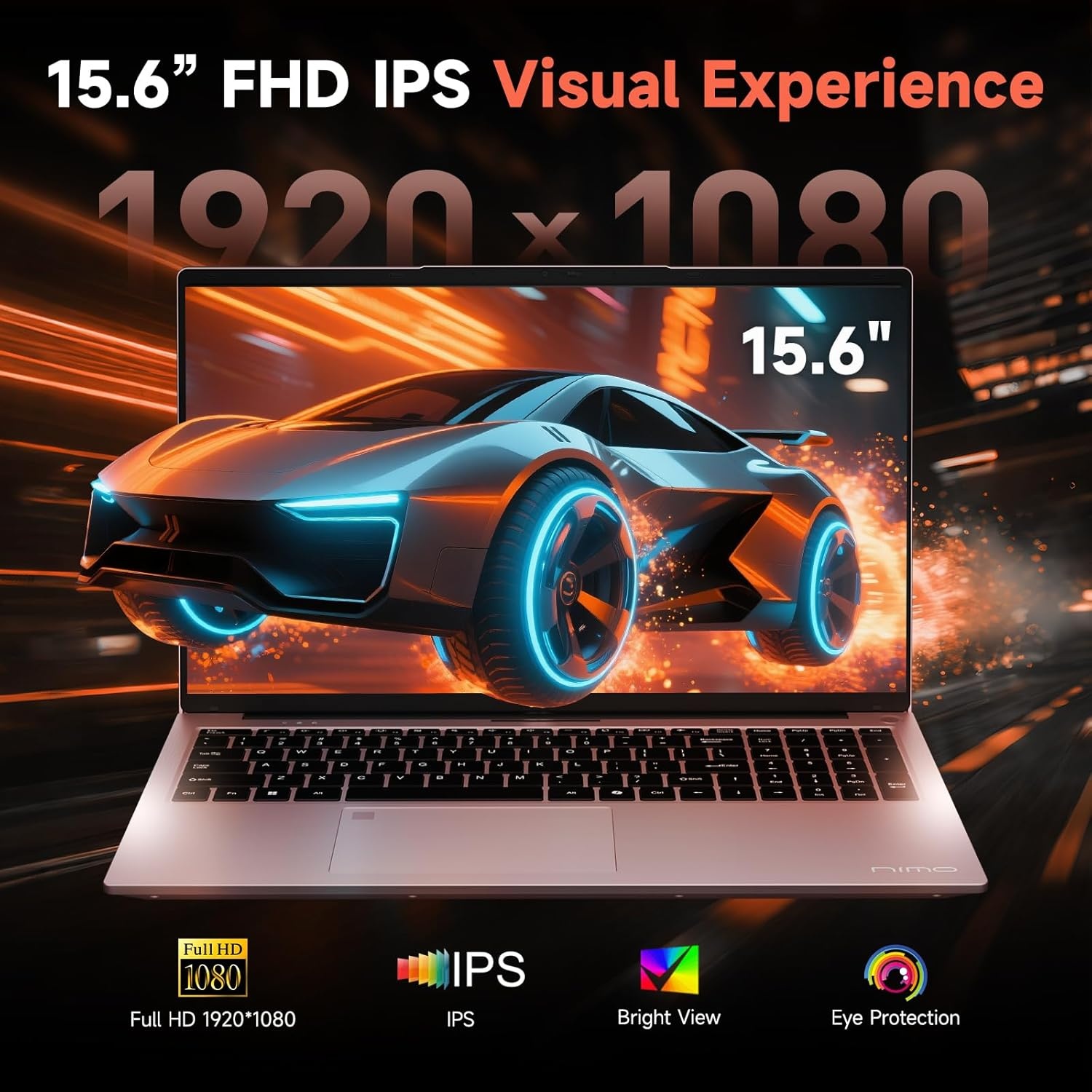 image:imageNIMO LightGamingLaptop 156 FHD Computer with AMD 8Core R7 7735HS 16GB DDR5 RAM 1TB SSD Up to 475GHz Beat i712650H Radeon 680M GPU 100W TypeC 180 View for Business and School 2Y WarrantyRose Gold