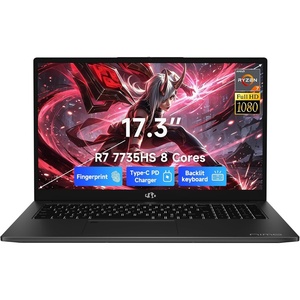 image:imageNIMO 173 Gaming Laptop AMD Ryzen 7 7735HS8C16T 16GB DDR5 1TB SSD Radeon 680M Graphics Backlit Keyboard Fingerprint Win 11 100W PD 180 FHD IPS Display Computer for Gamers CreatorsBlack