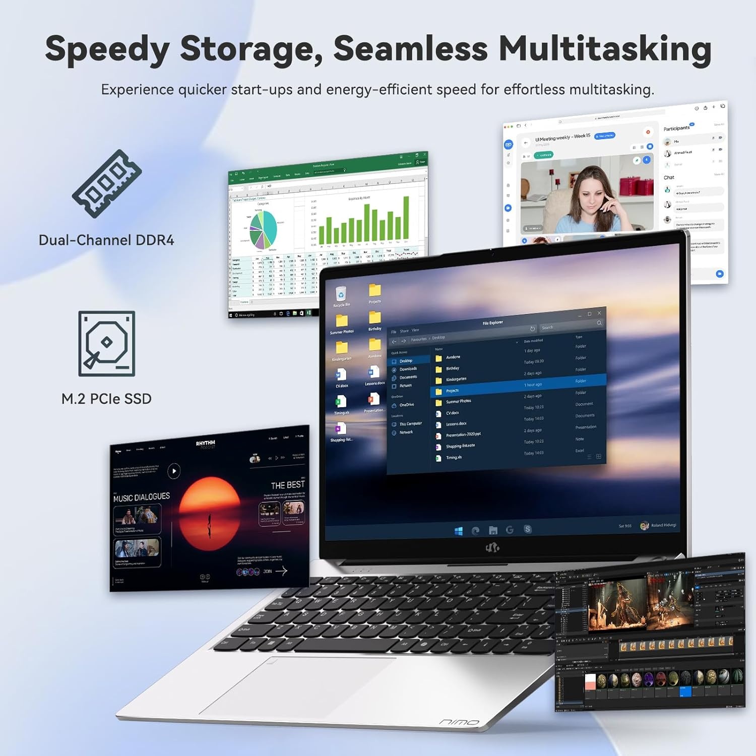 image:imageNIMO 156 FHD IPS Laptop Core i31215U 6Core Up to 44GHz Beats R5 7520U 8GB RAM 256GB SSD WiFi 6 Backlit Keyboard Fingerprint Reader 65W TypeC Charging Student amp Business NotebookSilver