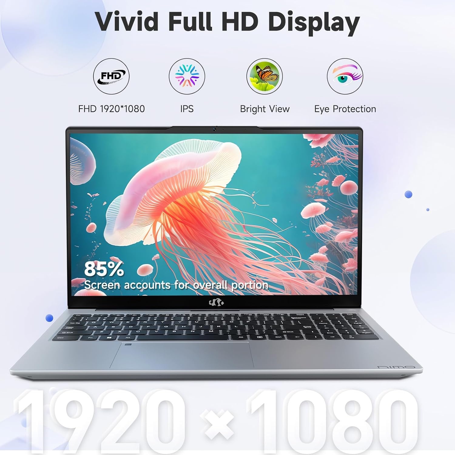 image:imageNIMO 156 FHD IPS Laptop Core i31215U 6Core Up to 44GHz Beats R5 7520U 8GB RAM 256GB SSD WiFi 6 Backlit Keyboard Fingerprint Reader 65W TypeC Charging Student amp Business NotebookSilver