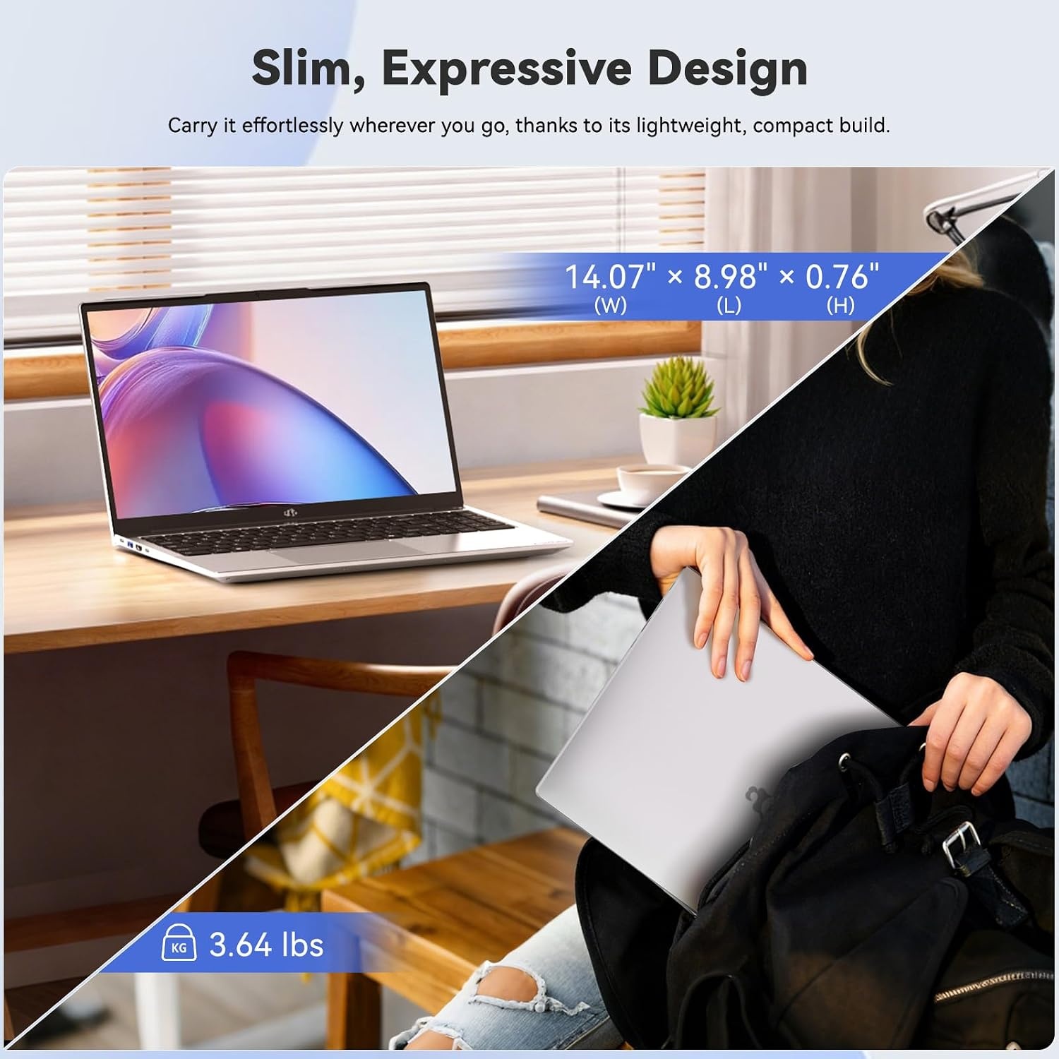 image:imageNIMO 156 FHD IPS Laptop Core i31215U 6Core Up to 44GHz Beats R5 7520U 8GB RAM 256GB SSD WiFi 6 Backlit Keyboard Fingerprint Reader 65W TypeC Charging Student amp Business NotebookSilver
