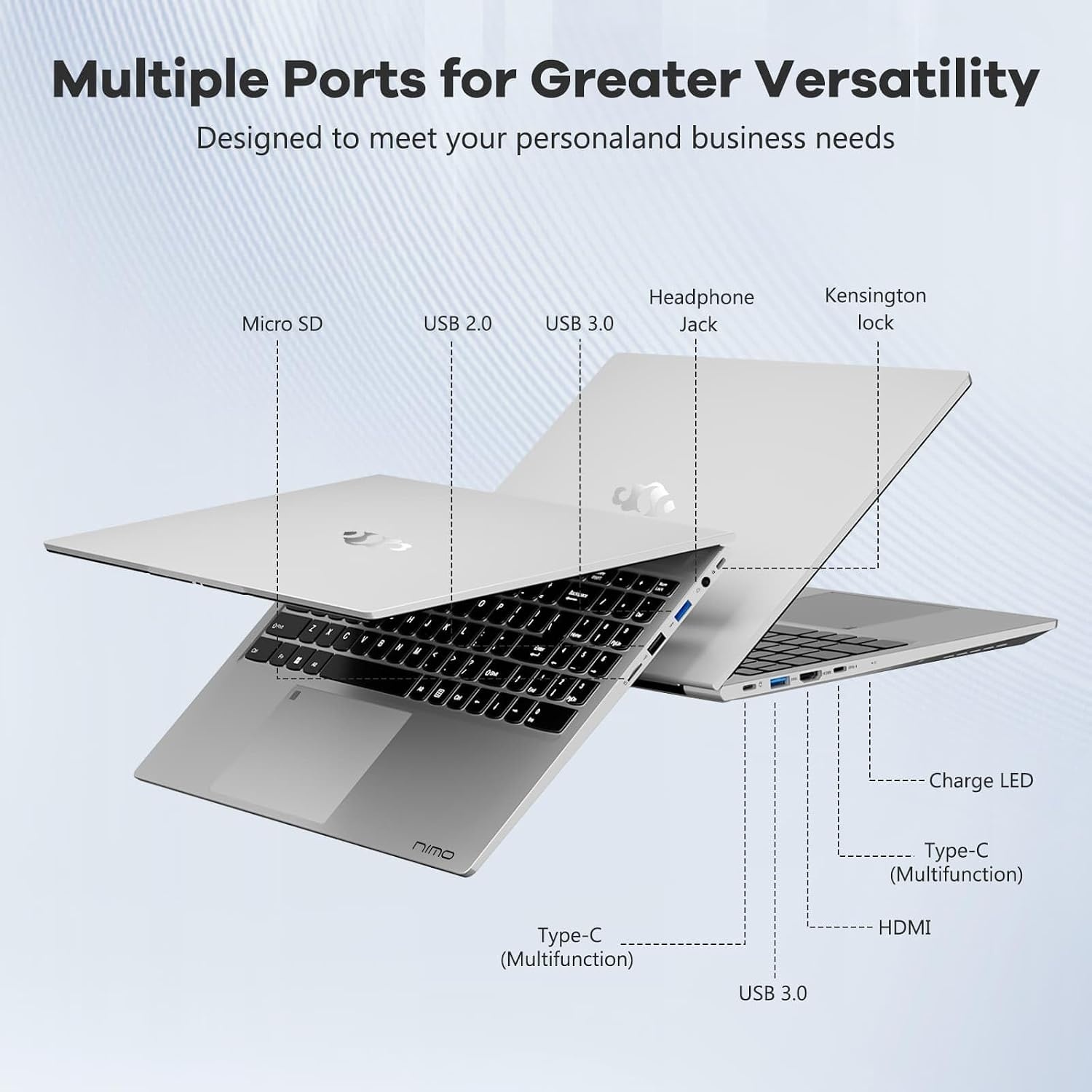 image:imageNIMO 156 IPS FHD Gaming LaptopAMD Ryzen 5 6600H 32GB DDR5 RAM 1TB SSD Beat I5I7 6 Cores Up to 45GHz Radeon 660M GPU PC with 100W TypeC for College Students Business Office MultiTaskingSilver