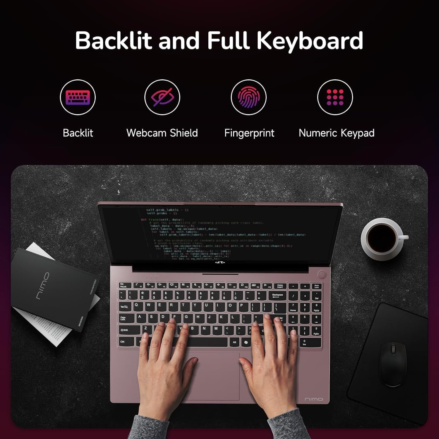 image:imageNIMO 156 IPS FHDGamingLaptop 8 Cores AMD Ryzen 7 6800H 32GB DDR5 RAM 1TB SSD Beat i712700H Up to 47GHz AMD Radeon 680M GPUComputer with 100W TypeC Backlit Keyboard 180ViewingRose Gold
