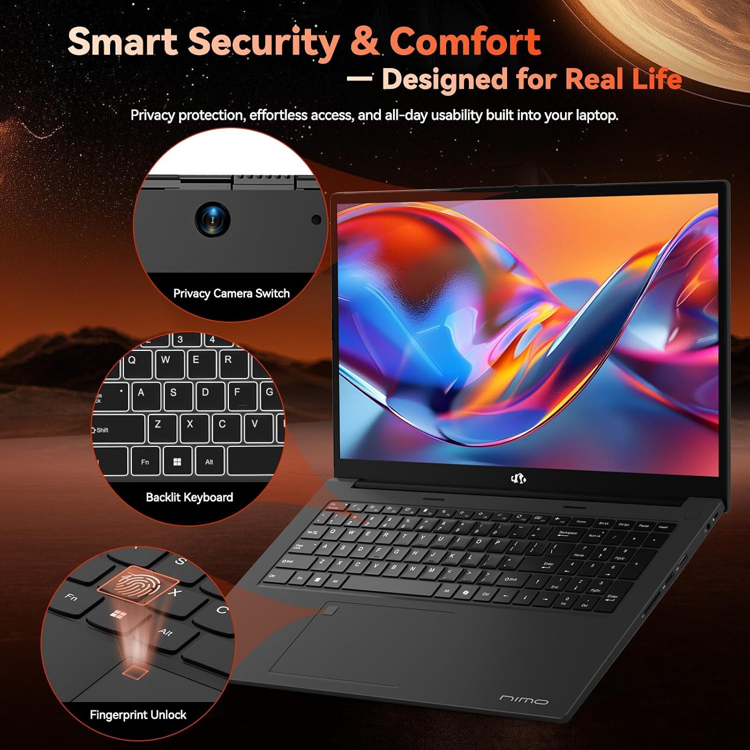 image:imageNIMO 173 Gaming Laptop AMD Ryzen 7 7735HS 8 Cores up to 475GHz 32GB DDR5 RAM 1TB SSD Radeon 680M IPS FHD 180 View WiFi 6E 100W TypeC Windows 11 Backlit Keyboard ComputerBlack
