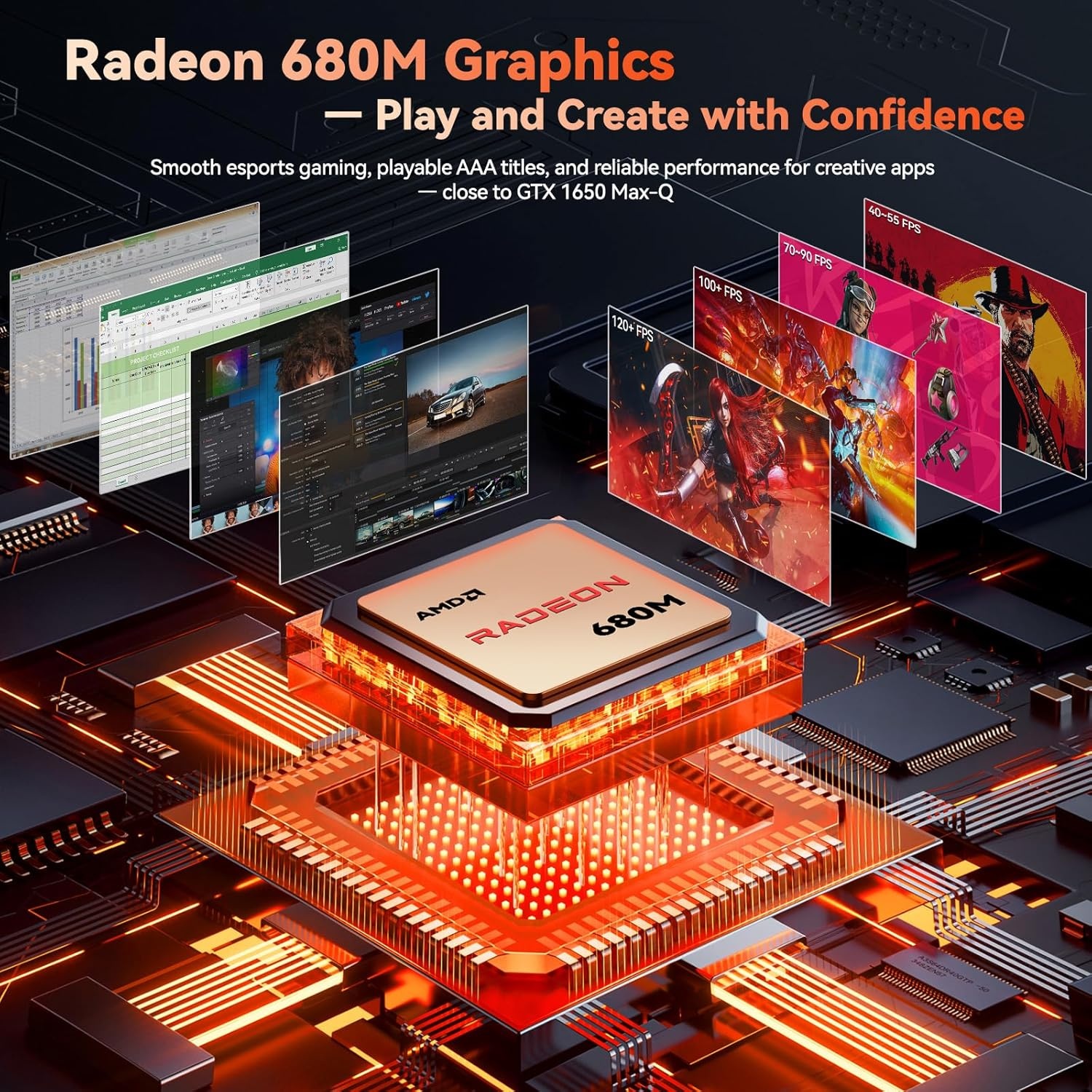 image:imageNIMO 173 Gaming Laptop AMD Ryzen 7 7735HS 8 Cores up to 475GHz 32GB DDR5 RAM 1TB SSD Radeon 680M IPS FHD 180 View WiFi 6E 100W TypeC Windows 11 Backlit Keyboard ComputerBlack