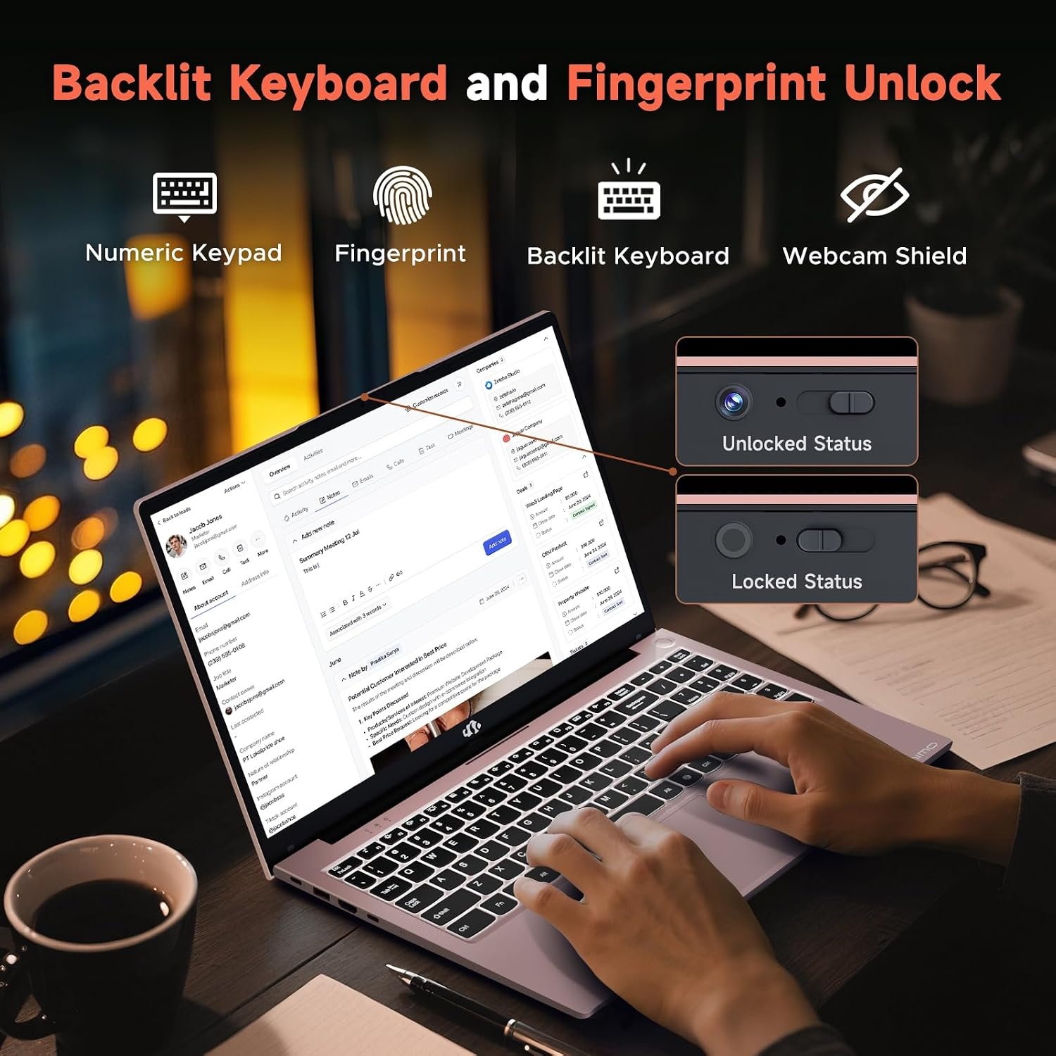 image:imageNIMO Gaming Laptop AMD Ryzen 7 7735HS 8 Cores Up to 475GHz 156 FHD 32GB DDR5 RAM 1TB SSD Radeon 680M Graphics 100W TypeC Backlit Keyboard Fingerprint 180 Views Windows 11 ComputerRose Gold