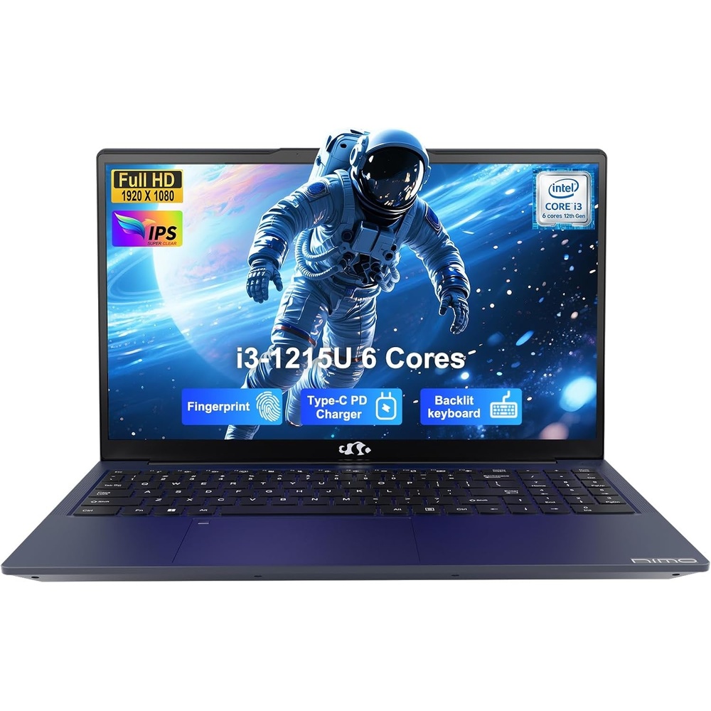 image:imageNIMO 156 FHD IPS Laptop Core i31215U 6Core Up to 44GHz Beats R5 7520U 8GB RAM 256GB SSD WiFi 6 Backlit Keyboard Fingerprint Reader 65W TypeC Charging Student amp Business NotebookBlue