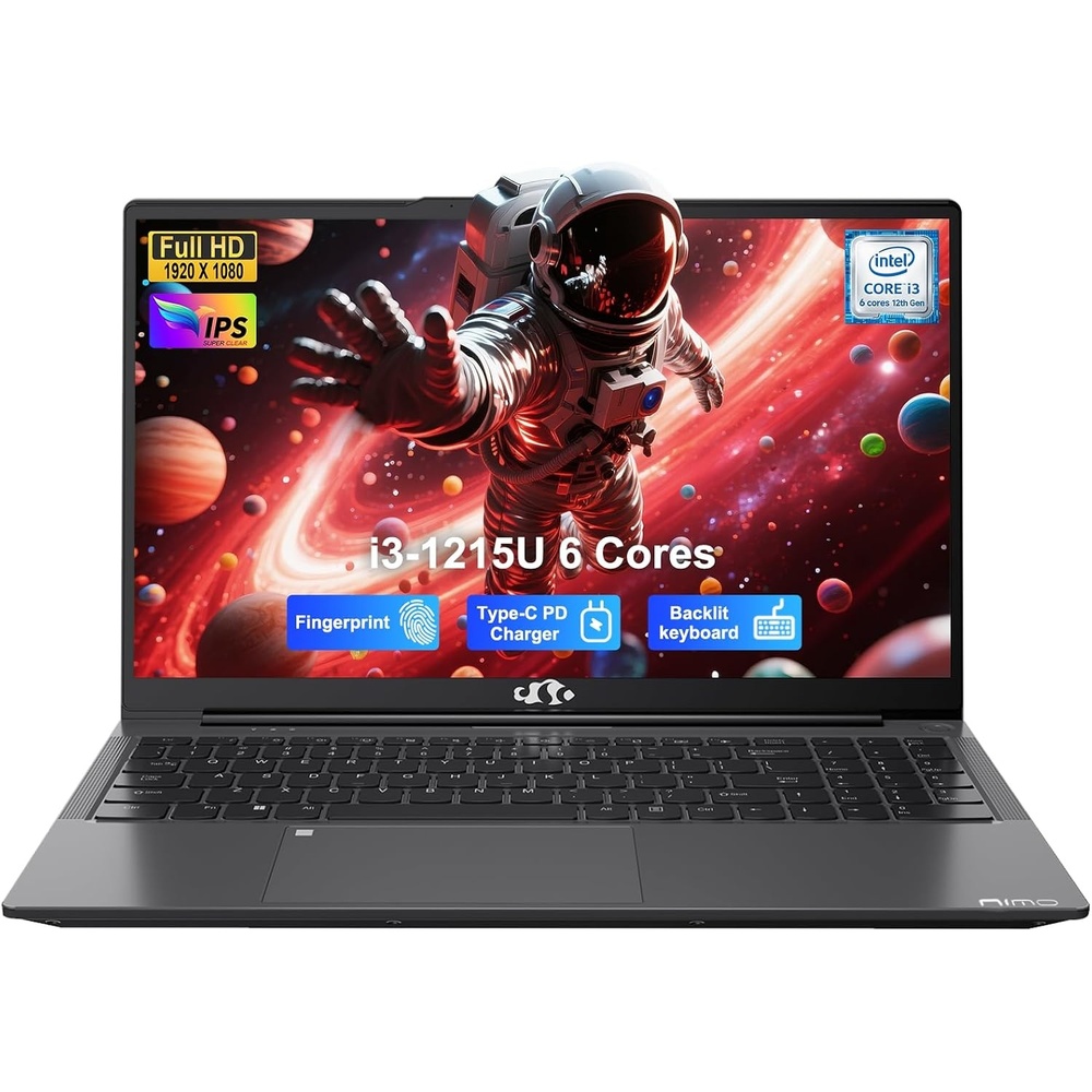image:imageNIMO 156 FHD IPS Laptop Core i31215U 6Core Up to 44GHz Beats R5 7520U 8GB RAM 256GB SSD WiFi 6 Backlit Keyboard Fingerprint Reader 65W TypeC Charging Student amp Business NotebookGray