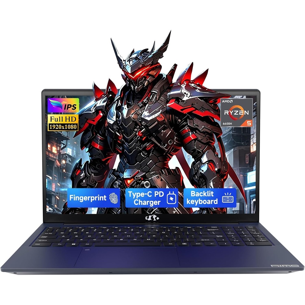 image:imageNIMO 156 IPS FHD Gaming LaptopAMD Ryzen 5 6600H 32GB DDR5 RAM 1TB SSD Beat I5I7 6 Cores Up to 45GHz Radeon 660M GPU PC with 100W TypeC for College Students Business Office MultiTaskingBlue