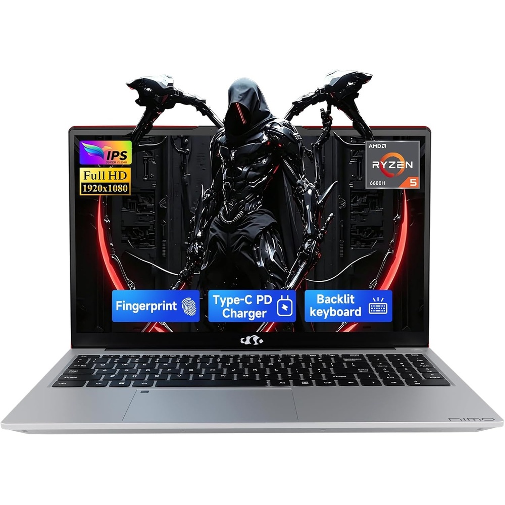 image:imageNIMO 156 IPS FHD Gaming LaptopAMD Ryzen 5 6600H 32GB DDR5 RAM 1TB SSD Beat I5I7 6 Cores Up to 45GHz Radeon 660M GPU PC with 100W TypeC for College Students Business Office MultiTaskingRed