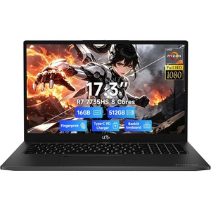 image:imageNIMO 173 Gaming Laptop AMD Ryzen 7 7735HS8C16T Up to 475GHz 16GB DDR5 512GB SSD Radeon 680M GPU Backlit Keyboard Fingerprint Win 11 FHD IPS Computer for Business Designer Creator WorkBlack