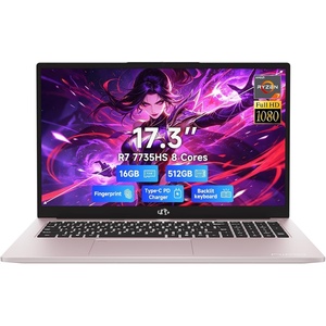 image:imageNIMO 173 Gaming Laptop AMD Ryzen 7 7735HS8C16T Up to 475GHz 16GB DDR5 512GB SSD Radeon 680M GPU Backlit Keyboard Fingerprint Win 11 FHD IPS Computer for Business Designer Creator WorkRose Gold