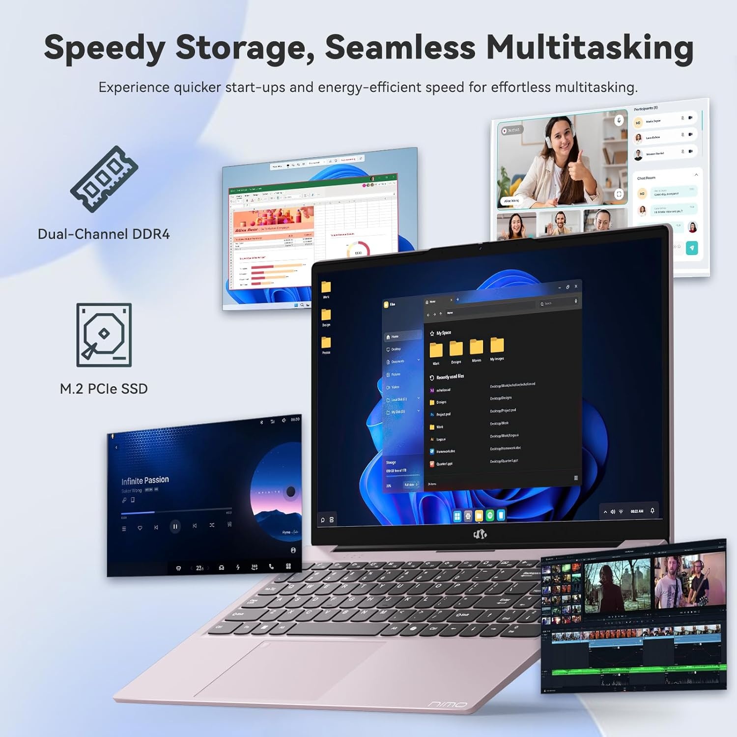 image:imageNIMO 156 FHD IPS Laptop Core i31215U 6Core Up to 44GHz Beats R5 7520U 8GB RAM 256GB SSD WiFi 6 Backlit Keyboard Fingerprint Reader 65W TypeC Charging Student amp Business Notebook