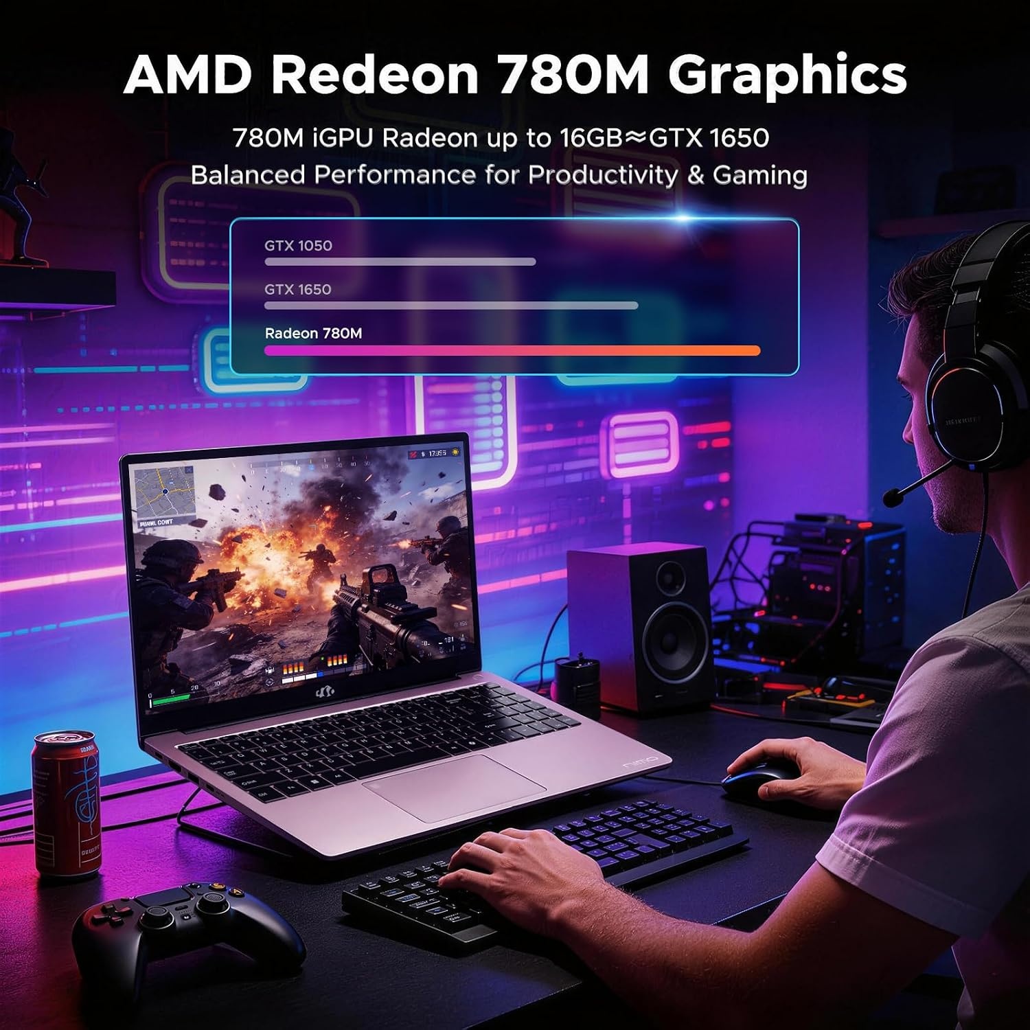 image:imageNIMO 156 Light Gaming Laptop 8 Cores AMD Ryzen 7 8745HS 32GB DDR5 RAM 1TB SSD up to 49GHz Beat R9 7940HS Radeon 780M 100W TypeC Backlit Keyboard for Gamers amp Students 2Yr WarrantyRose Gold