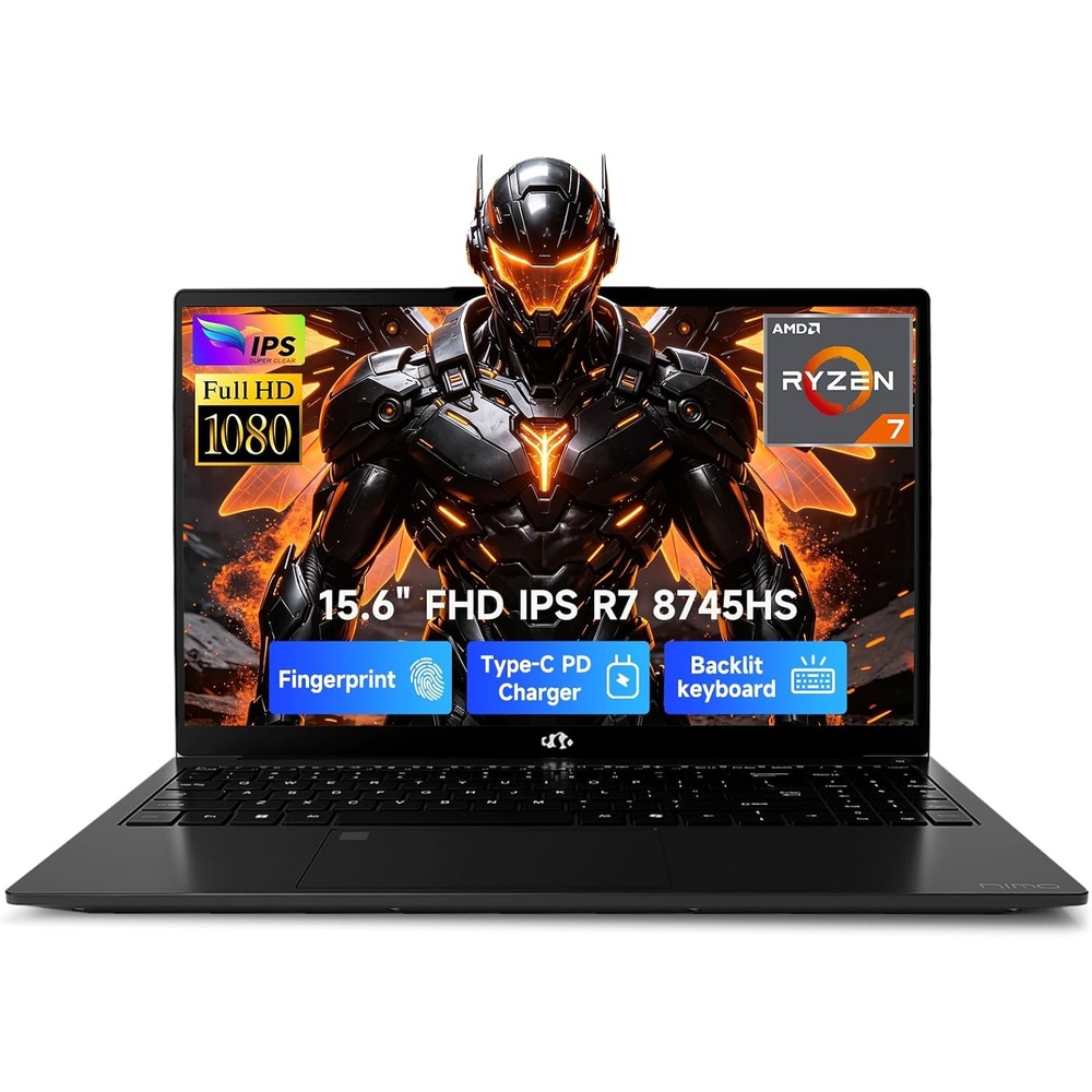 image:imageNIMO 156 Light Gaming Laptop 8 Cores AMD Ryzen 7 8745HS 32GB DDR5 RAM 1TB SSD up to 49GHz Beat R9 7940HS Radeon 780M 100W TypeC Backlit Keyboard for Gamers amp Students 2Yr WarrantyBlack